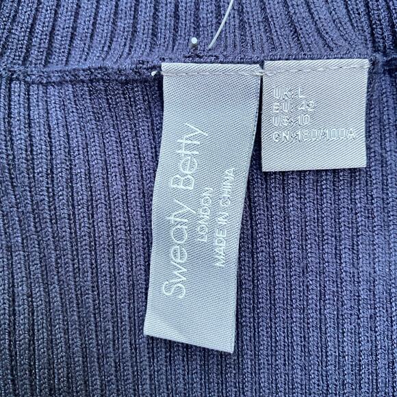 Sweaty Betty Frame Knitted MIDI Dress Sz NWT Navy Funnel Neck Ribbed Athleisure - Picture 11 of 14